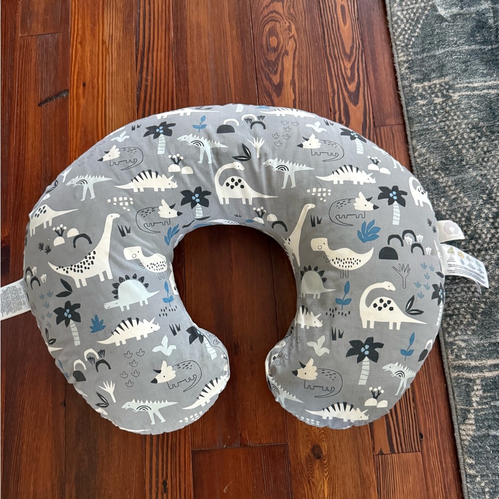 Boppy Gray and White Dinosaur Nursing Pillow